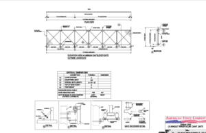 A CAD drawing of an aluminum chain link slide gate