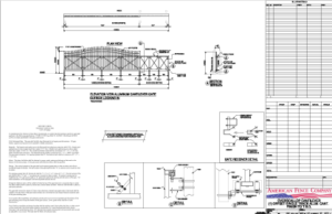 CAD drawing over arch aluminum cantilever gate