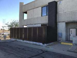 A PalmSHIELD louvered fence installed at the City of Los Angeles Department of Water and Power 