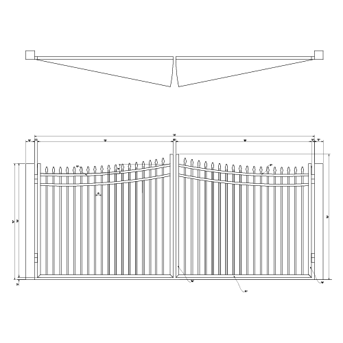 Underscallop Drive Gate With Quad Flare Finials - America's Gate Company