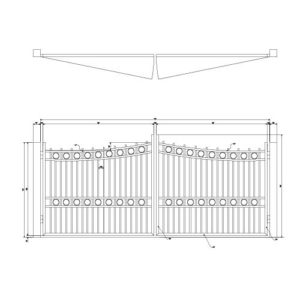 Blueprint drawing of driveway gate with sweeping arches