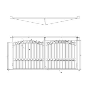 Design of a double swing gate with horizon arch and rings