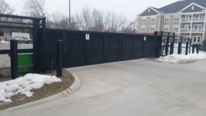 Black aluminum horizontal louver commercial sliding gates