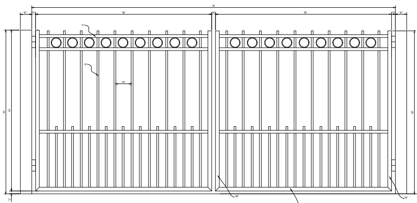 Flat Top Gate with Alternating Pickets and Rings - America's Gate Company